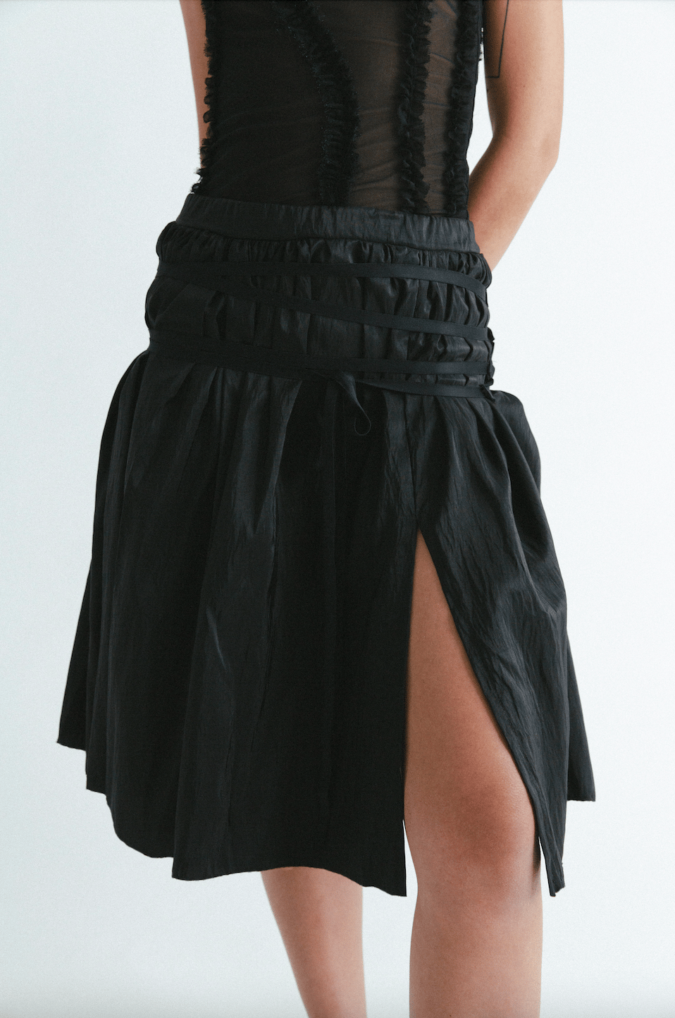 Black Gathered Skirt